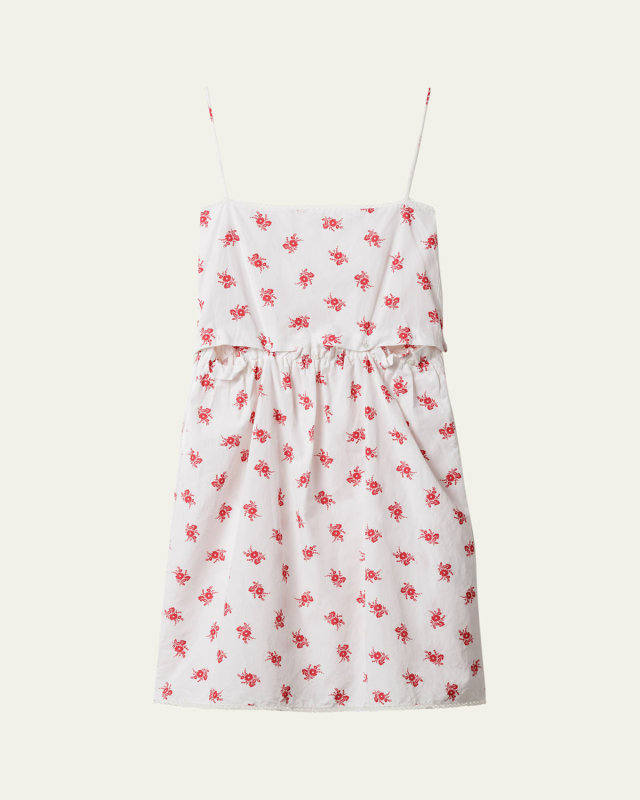 Floral Poplin Tank Top Knee-Length Dress